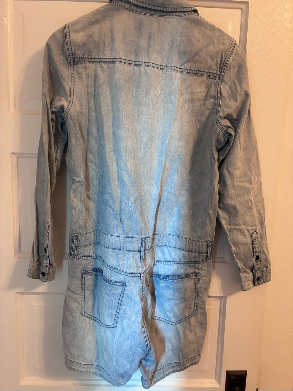 Madewell Chambray Pastime Romper Cotton Long Sleeve Jumpsuit Shorts Small - Picture 3 of 7